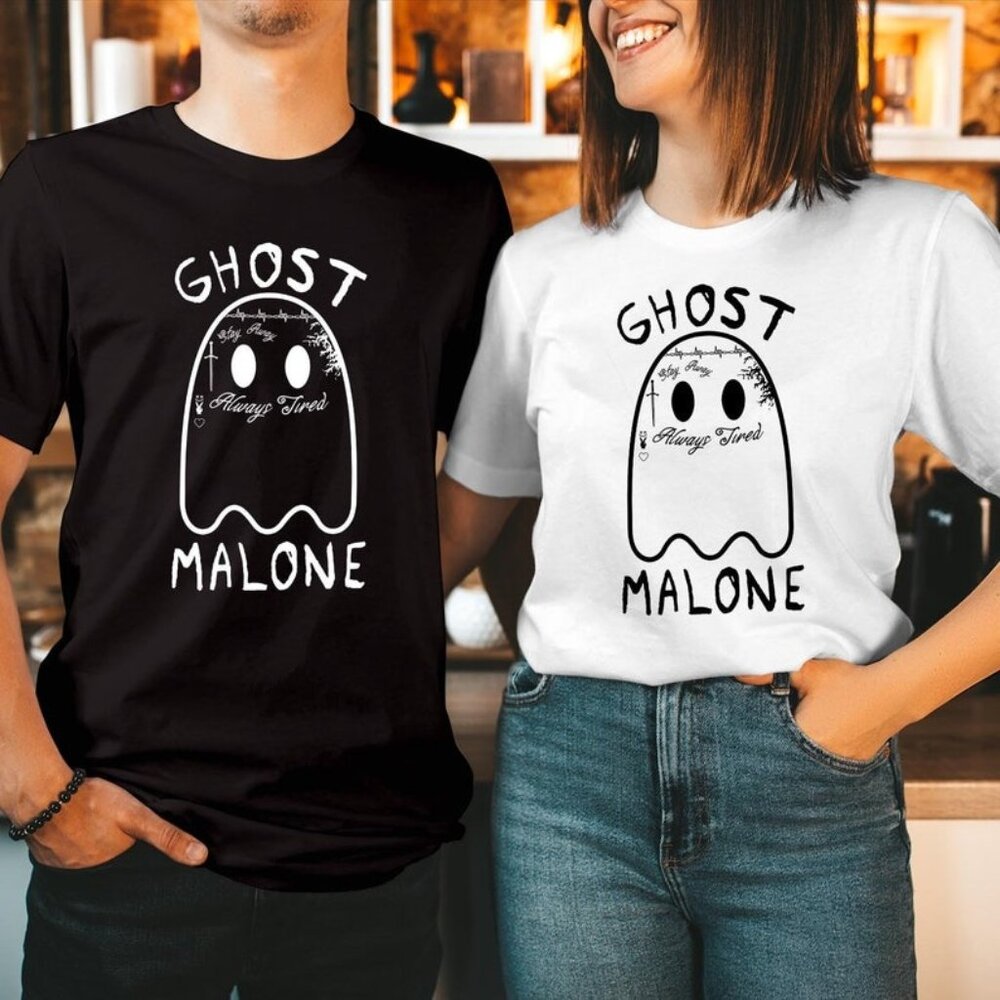 Halloween Ghost Malone Shirt, Spooky Season Boo Ghost, Graphic Shirt